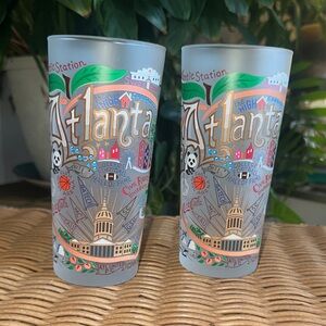 Vibrant Atlanta Cityscape Frosted Glass Set